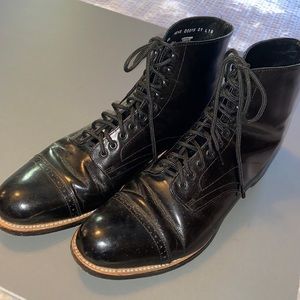 Stacy Adam’s mens chukka lace front dress boot black leather upper EUC